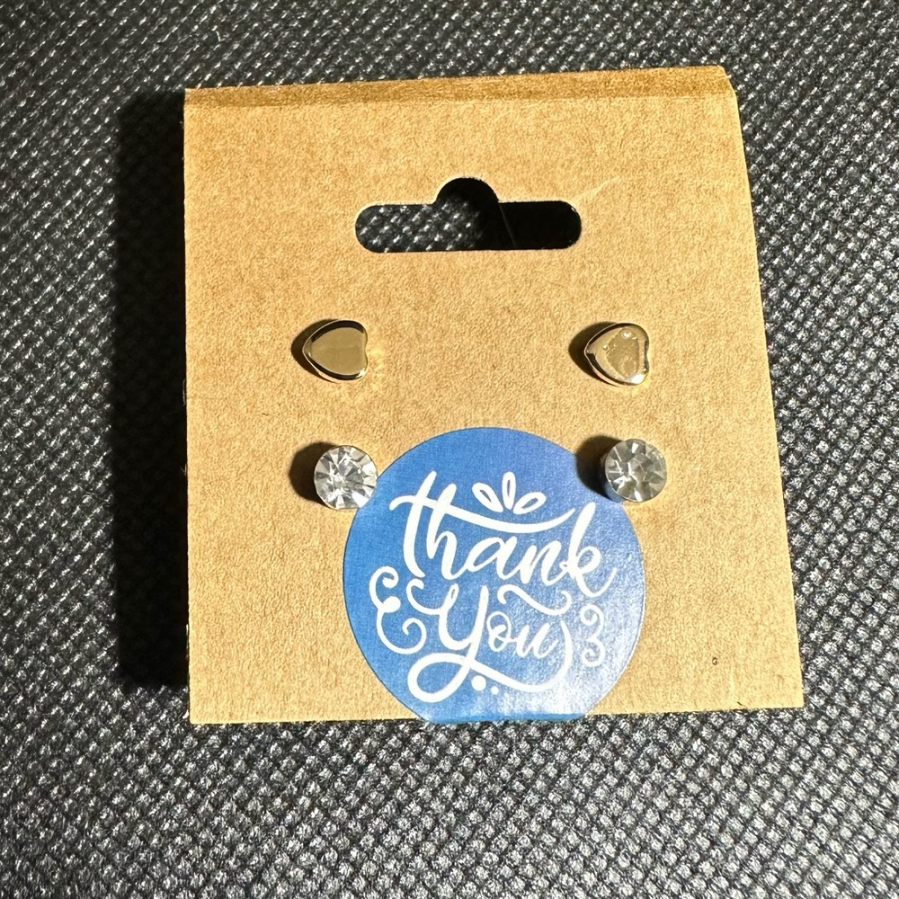 Color Gold and Silver Heart Stud Earrings